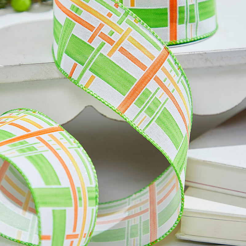 2.5" X 10 Yards Green Plaid Ribbon