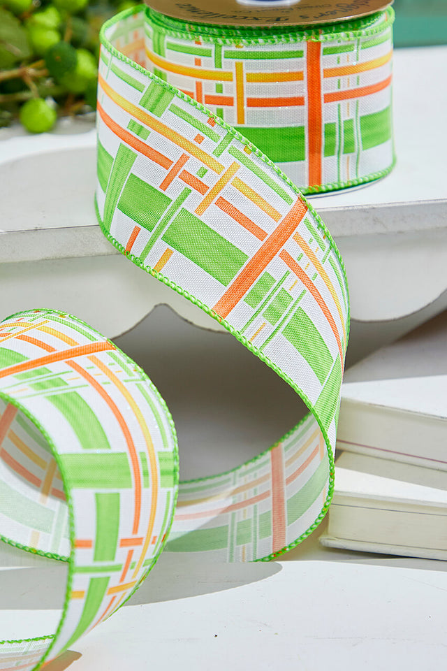 2.5" X 10 Yards Green Plaid Ribbon