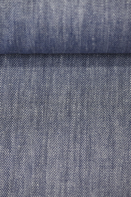 Linen Herringbone Yarn-Dyed Royal Fabric