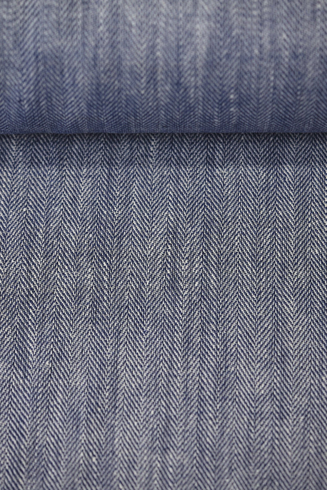 Linen Herringbone Yarn-Dyed Royal Fabric