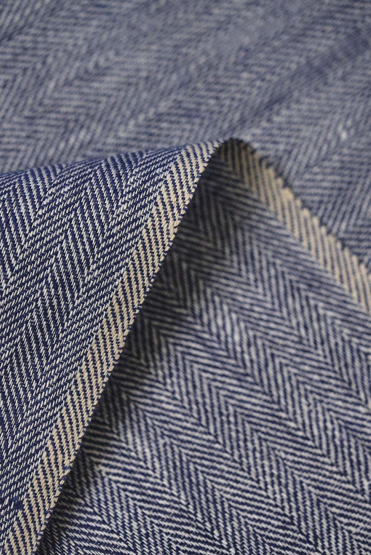 Linen Herringbone Yarn-Dyed Royal Fabric