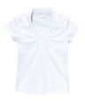 Girl's Uniform V-Neck Collar Shirt Polyester Cotton Fabric - White, Navy, Sky Blue, H. Green, Red, Burgundy, Purple, Yellow, Interlock Fabric, Sizes 5-18 (1 Piece)