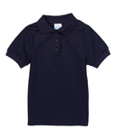 Girl's Uniform Polo Shirt - Cotton Polyester Interlock Fabric, Solid Colors, Short Sleeve, Sizes 5-18 (1 Piece)