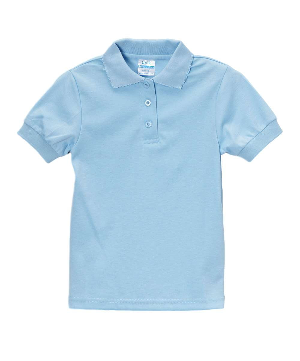 Girl's Uniform Polo Shirt - Cotton Polyester Interlock Fabric, Solid Colors, Short Sleeve, Sizes 5-18 (1 Piece)