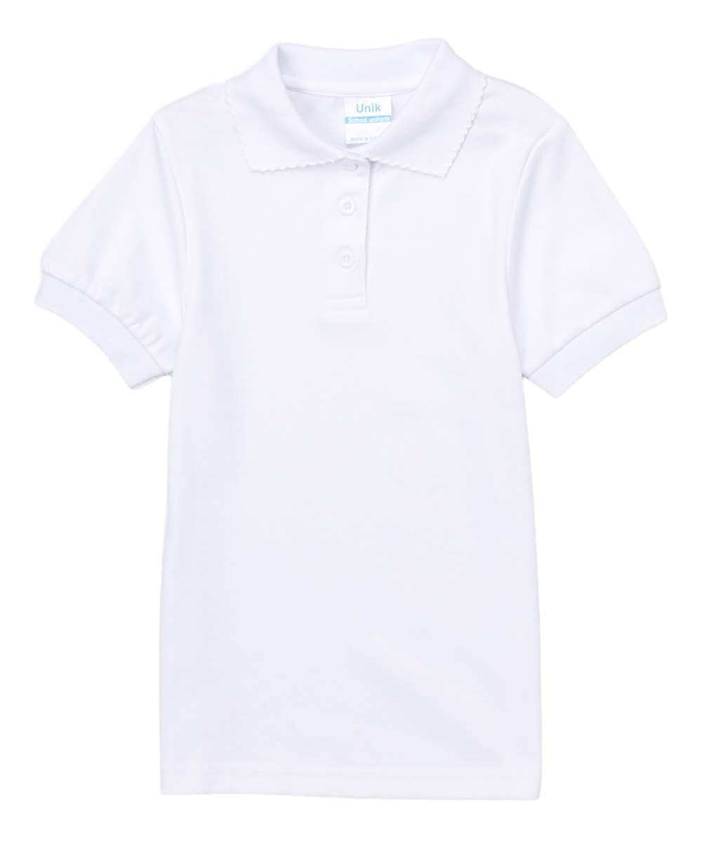Girl's Uniform Polo Shirt - Cotton Polyester Interlock Fabric, Solid Colors, Short Sleeve, Sizes 5-18 (1 Piece)