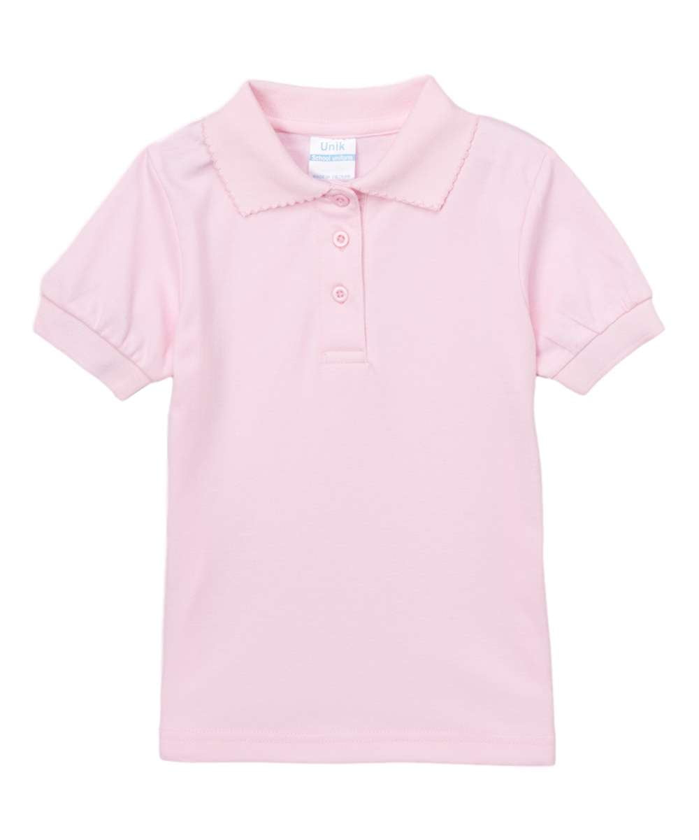 Girl's Uniform Polo Shirt - Cotton Polyester Interlock Fabric, Solid Colors, Short Sleeve, Sizes 5-18 (1 Piece)