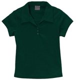 Girl's Uniform Triple Button Polyester Cotton Fabric - Interlock, White, Navy, Sky Blue, Red, Hunter Green, Burgundy, Light Grey, Sizes 5-18 (1 Piece)