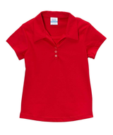 Girl's Uniform Triple Button Polyester Cotton Fabric - Interlock, White, Navy, Sky Blue, Red, Hunter Green, Burgundy, Light Grey, Sizes 5-18 (1 Piece)