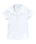 Girl's Uniform Triple Button Polyester Cotton Fabric - Interlock, White, Navy, Sky Blue, Red, Hunter Green, Burgundy, Light Grey, Sizes 5-18 (1 Piece)