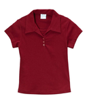Girl's Uniform Triple Button Polyester Cotton Fabric - Interlock, White, Navy, Sky Blue, Red, Hunter Green, Burgundy, Light Grey, Sizes 5-18 (1 Piece)