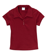 Girl's Uniform Triple Button Polyester Cotton Fabric - Interlock, White, Navy, Sky Blue, Red, Hunter Green, Burgundy, Light Grey, Sizes 5-18 (1 Piece)