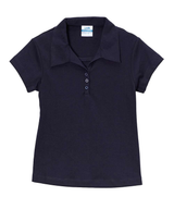 Girl's Uniform Triple Button Polyester Cotton Fabric - Interlock, White, Navy, Sky Blue, Red, Hunter Green, Burgundy, Light Grey, Sizes 5-18 (1 Piece)