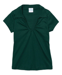 Girl's Uniform V-Neck Collar Shirt Polyester Cotton Fabric - White, Navy, Sky Blue, H. Green, Red, Burgundy, Purple, Yellow, Interlock Fabric, Sizes 5-18 (1 Piece)