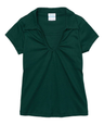 Girl's Uniform V-Neck Collar Shirt Polyester Cotton Fabric - White, Navy, Sky Blue, H. Green, Red, Burgundy, Purple, Yellow, Interlock Fabric, Sizes 5-18 (1 Piece)