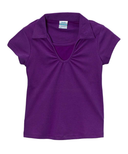 Girl's Uniform V-Neck Collar Shirt Polyester Cotton Fabric - White, Navy, Sky Blue, H. Green, Red, Burgundy, Purple, Yellow, Interlock Fabric, Sizes 5-18 (1 Piece)