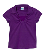 Girl's Uniform V-Neck Collar Shirt Polyester Cotton Fabric - White, Navy, Sky Blue, H. Green, Red, Burgundy, Purple, Yellow, Interlock Fabric, Sizes 5-18 (1 Piece)