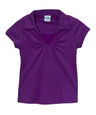 Girl's Uniform V-Neck Collar Shirt Polyester Cotton Fabric - White, Navy, Sky Blue, H. Green, Red, Burgundy, Purple, Yellow, Interlock Fabric, Sizes 5-18 (1 Piece)