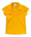 Girl's Uniform V-Neck Collar Shirt Polyester Cotton Fabric - White, Navy, Sky Blue, H. Green, Red, Burgundy, Purple, Yellow, Interlock Fabric, Sizes 5-18 (1 Piece)