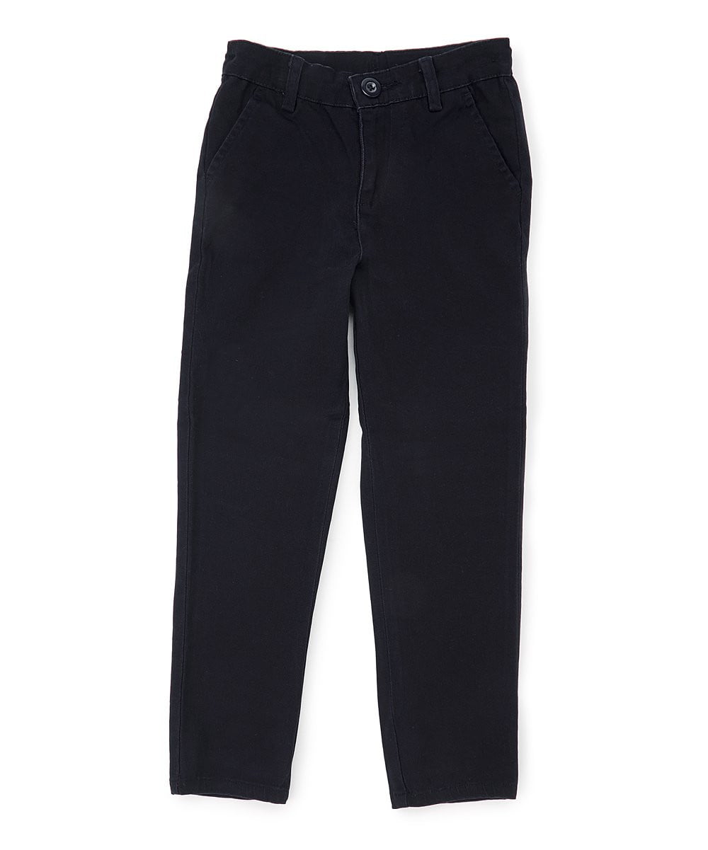 Girls' Uniform Pants - Uniform Pants, Navy, Black, Khaki, Adjustable Elastic Waist, Zipper With Button Closure (1 Piece)