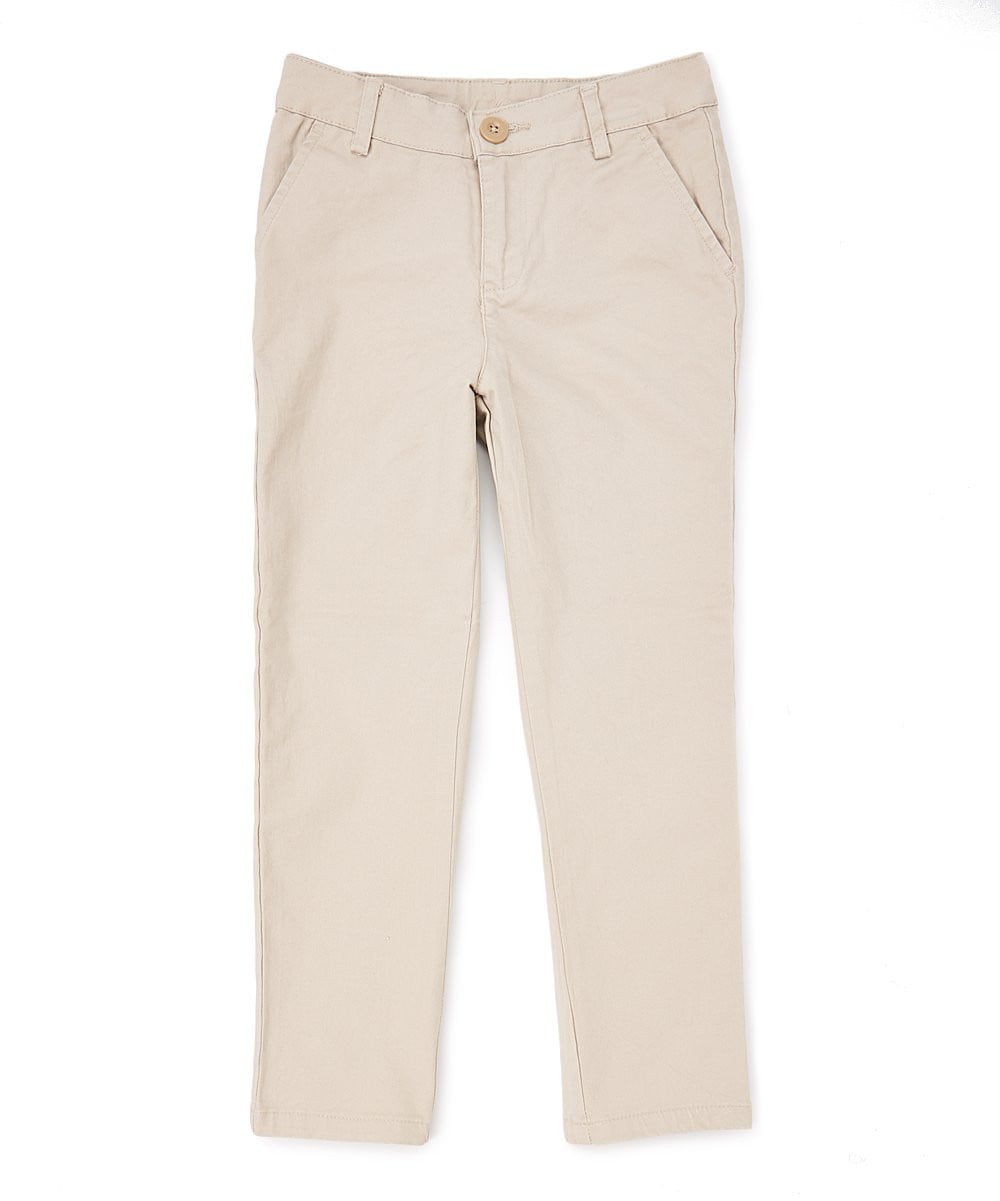 Girls' Uniform Pants - Uniform Pants, Navy, Black, Khaki, Adjustable Elastic Waist, Zipper With Button Closure (1 Piece)