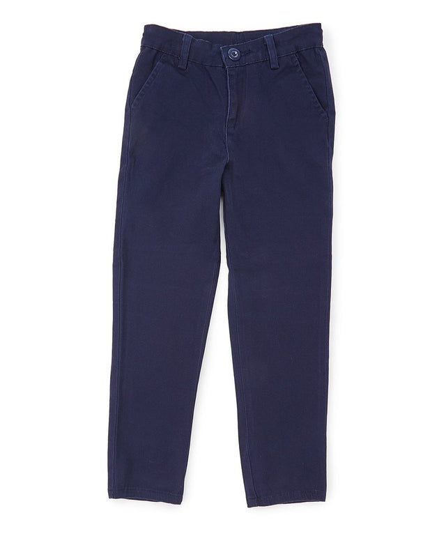 Girls' Uniform Pants - Uniform Pants, Navy, Black, Khaki, Adjustable Elastic Waist, Zipper With Button Closure (1 Piece)