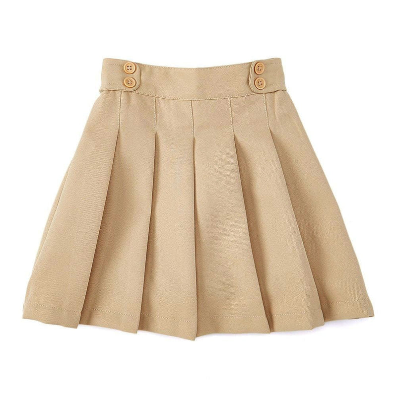 Girl's Khaki Uniform Skirts Scooter Polyester Fabric - Khaki, Pleated, Built-In Shorts, 4/5-16 (1 Unit)
