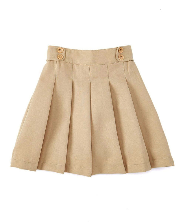 Girl's Khaki Uniform Skirts Scooter Polyester Fabric - Khaki, Pleated, Built-In Shorts, 4/5-16 (1 Unit)