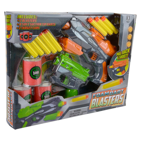 Foam Blaster Set With Target Cans (2 Pack)