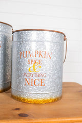 20” Nesting Galvanized Metal Pumpkin Spice Buckets - Set of 2