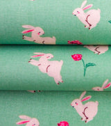 Quilting Cotton Garden Bunnies Easter Floral Susan Winget