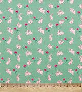 Quilting Cotton Garden Bunnies Easter Floral Susan Winget