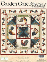Quilting Cotton Garden Gate Roosters Black Floral Wilmington Prints