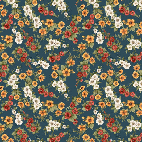 Quilting Cotton Garden Gate Roosters Floral Wilmington Prints