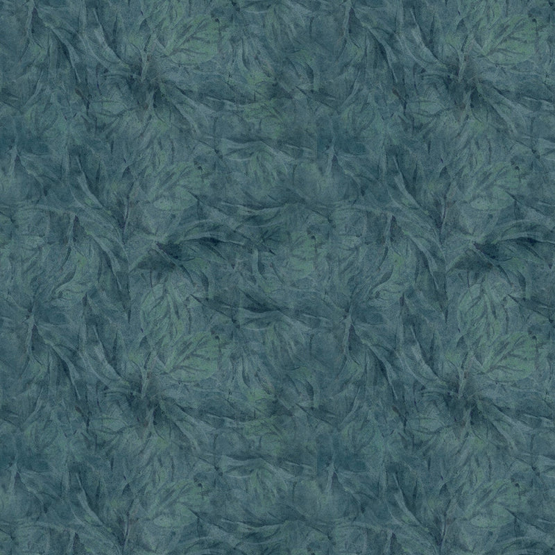 Quilting Cotton Garden Gate Roosters Teal Feather Texture Wilmington Prints