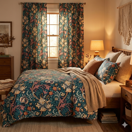 Wide Quilt Backing Golden Lily Teal 108" William Morris