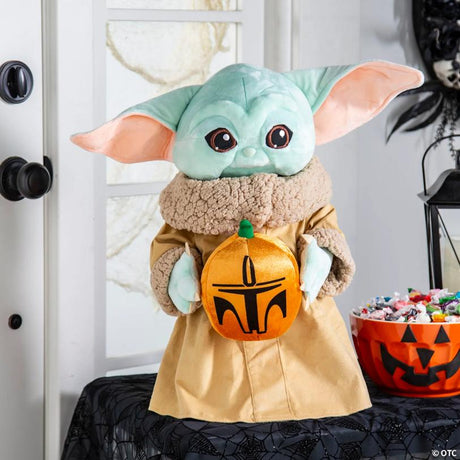 Star Wars The Mandalorian Grogu Plush Halloween Greeter Decoration, for spooky Halloween party and home decor