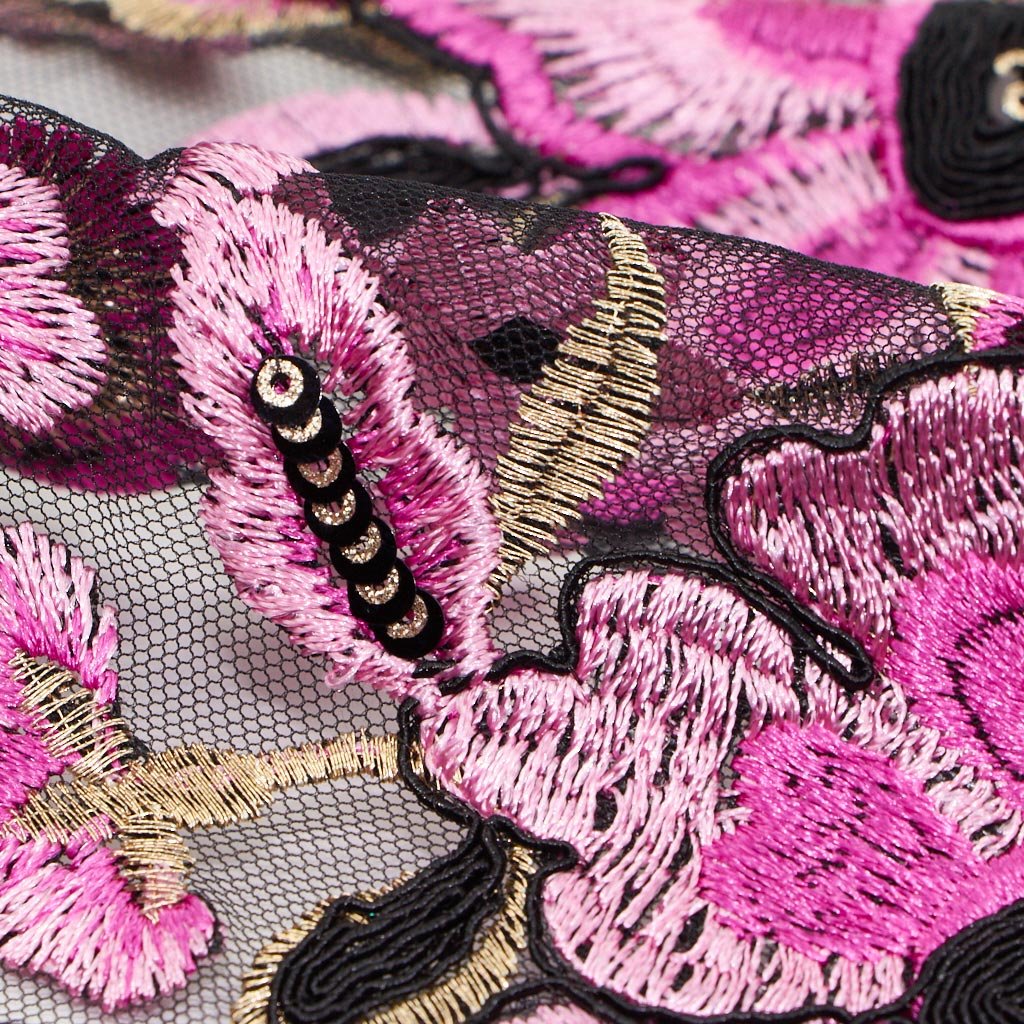 Embroidered Mesh Floral Fabric
