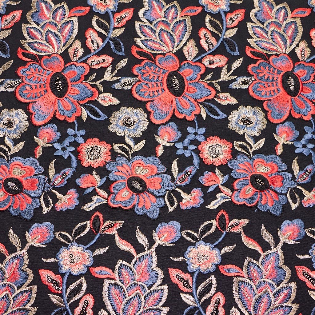 Embroidered Mesh Floral Fabric