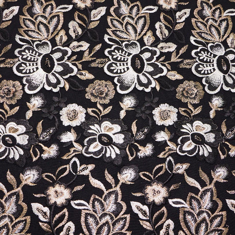 Genevieve Embroidered Mesh Fabric - Floral Pattern, 58" Width (1 Yard)