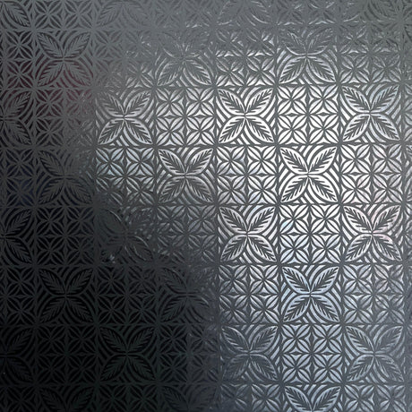 Geometric Floral Panel Polyester Foil Fabric - White On White, Black On Black, White On Beige, Black On White, 36" X 58" (1 Yard)