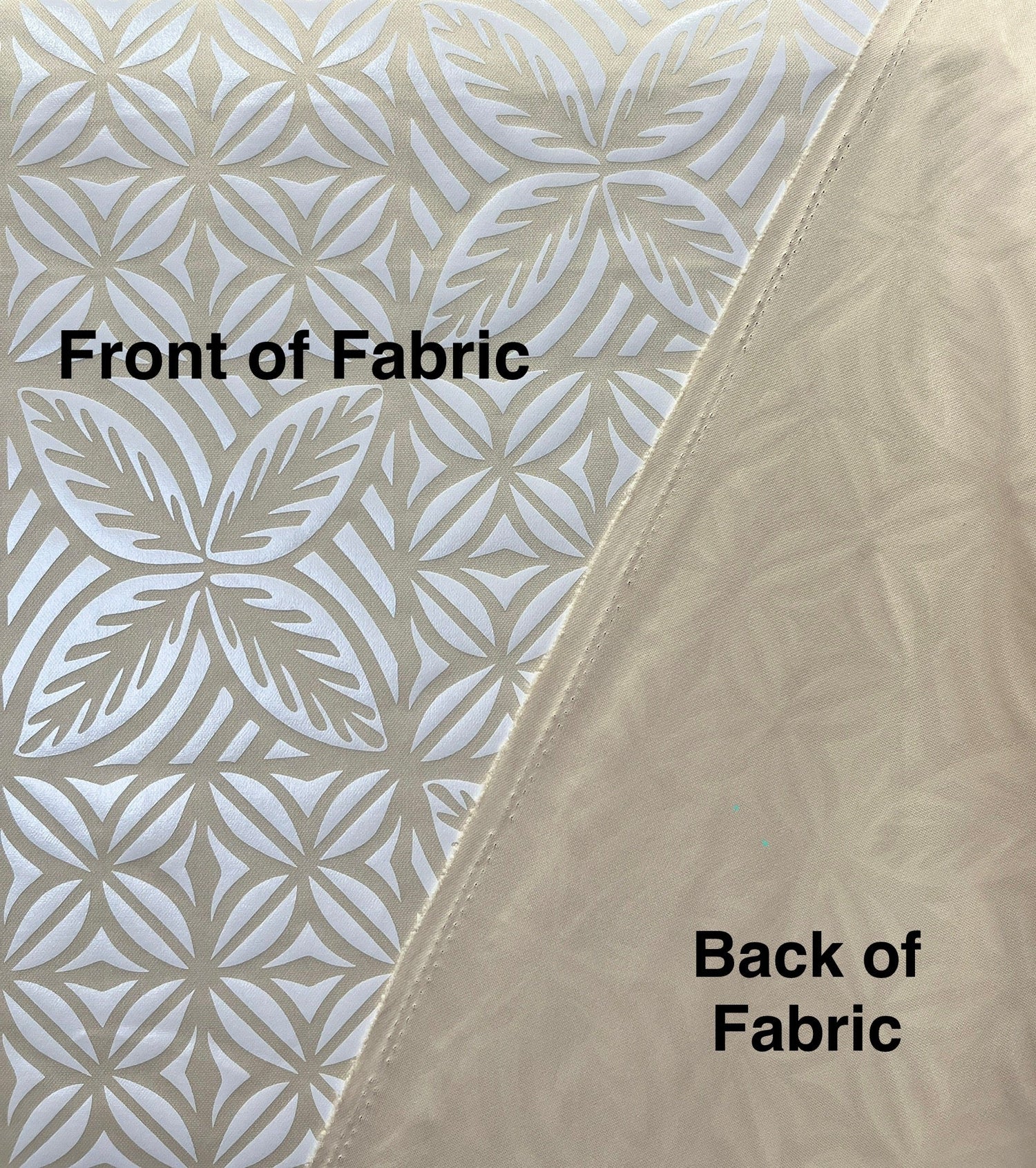 Geometric Floral Panel Polyester Foil Fabric - White On White, Black On Black, White On Beige, Black On White, 36" X 58" (1 Yard)