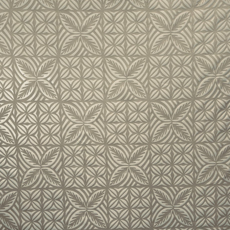 Geometric Floral Panel Polyester Foil Fabric - White On White, Black On Black, White On Beige, Black On White, 36" X 58" (1 Yard)