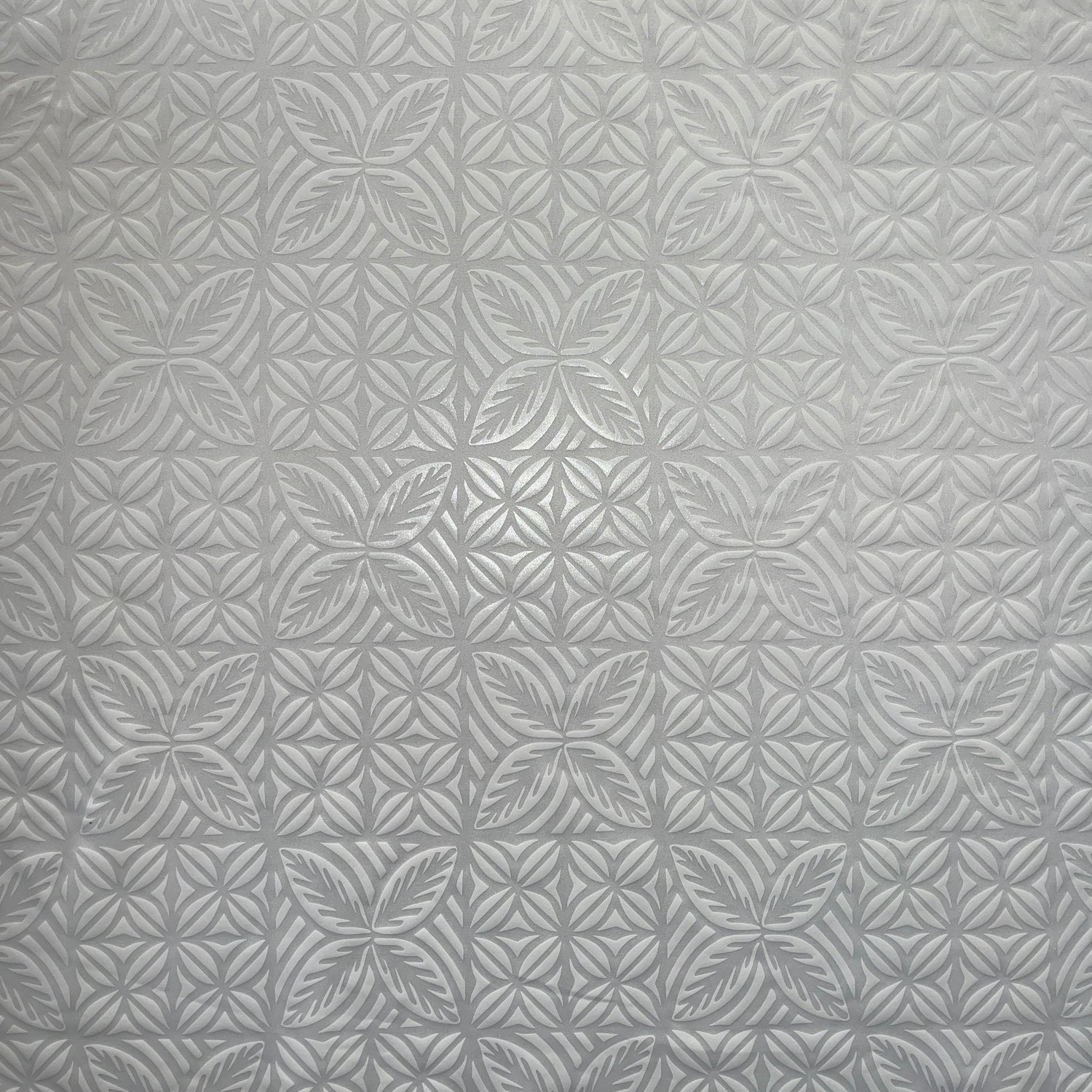 Geometric Floral Panel Polyester Foil Fabric - White On White, Black On Black, White On Beige, Black On White, 36" X 58" (1 Yard)