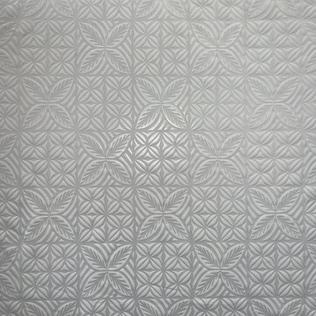 Geometric Floral Panel Polyester Foil Fabric - White On White, Black On Black, White On Beige, Black On White, 36" X 58" (1 Yard)