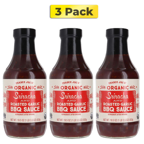Trader Joe's Organic Sriracha and Roasted Garlic BBQ Sauce Bundle | 19.5 oz