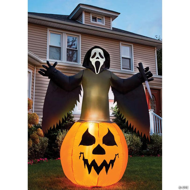 Ghost Face ® Pumpkin Lawn Inflatable UK
