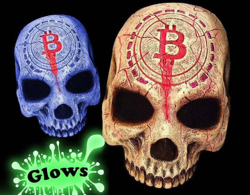 UV reactive skull half mask with cloth strap