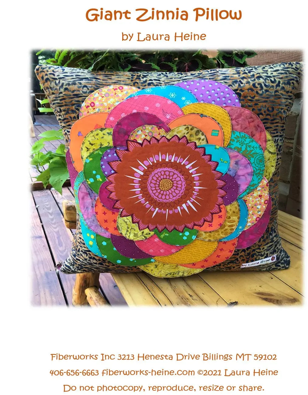 Pillow Collage Pattern Giant Zinnia by Laura Heine