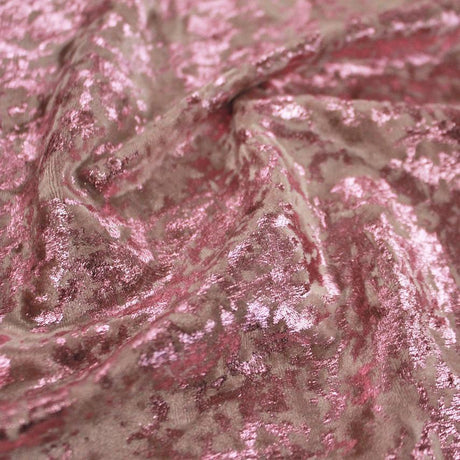 Gilded Stretch Velvet Fabric - Taupe/Rose Gold Foil, 58/60" Width (1 Yard)