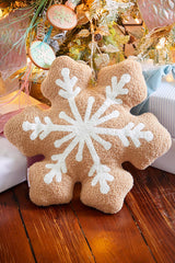 Embroidery Snowflake Pillow - Brown